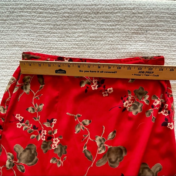 SAG HARBOR Vintage Red Trumpet Asymmetric Seam Midi Floral Side Zipper Size 8P - Picture 11 of 11